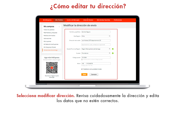 Modificar dirección